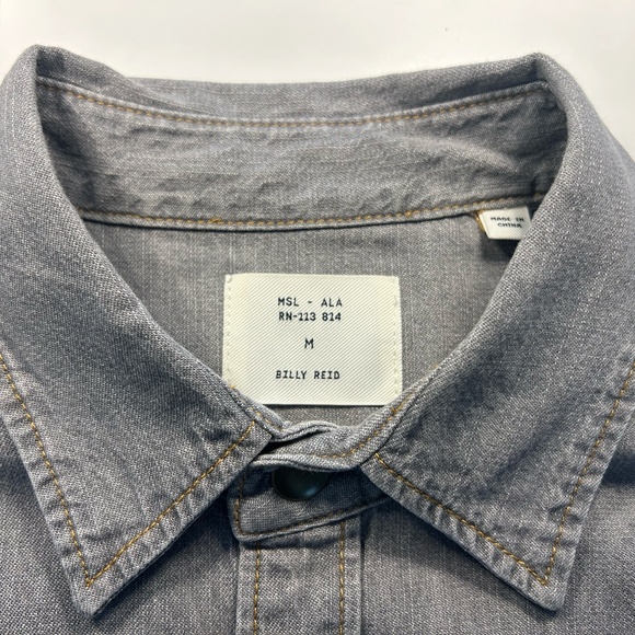 Billy Reid Shoals Denim Shirt - Size M - Grey Wash - Picture 2 of 9
